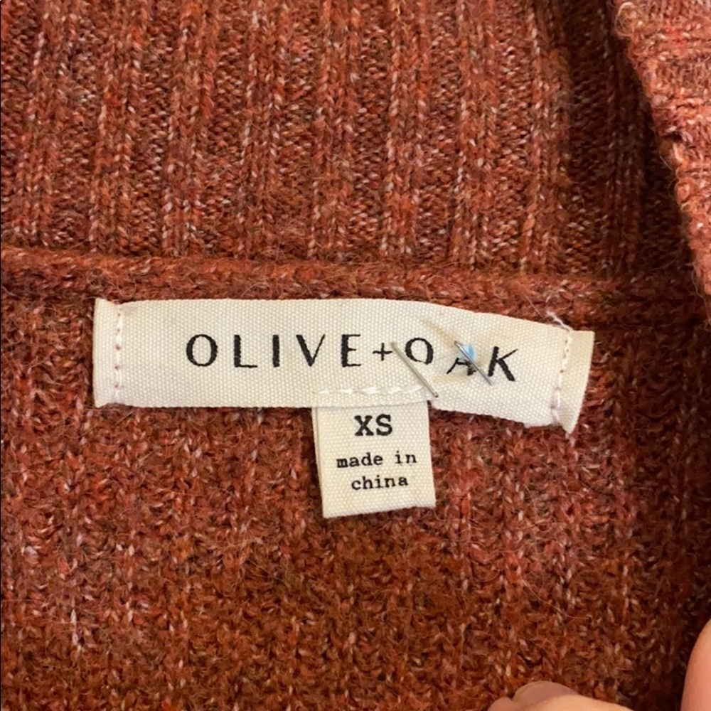 Olive & Oak Red Pink Colorblock Turtleneck Sweater - Picture 3 of 5